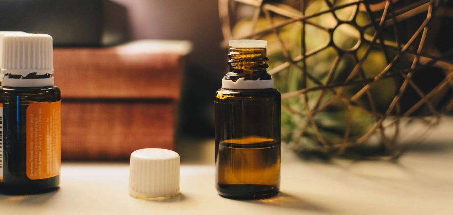 opened amber glass vial bottle
