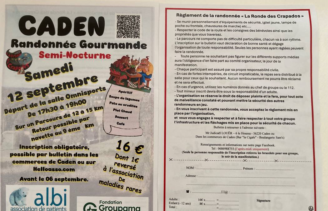 12 septembre 2026: albi associée à la Randonnée gourmande de Caden dans le Morbihan (56)